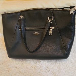 Coach black top handle bag